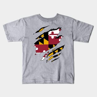 Maryland Flag Rip Away Kids T-Shirt